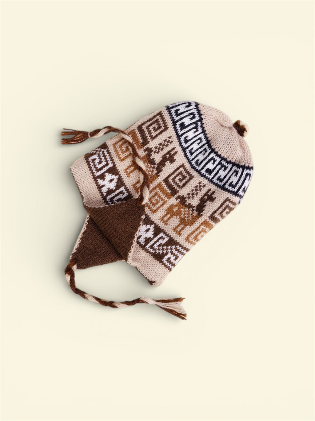 Ethnic Brown Alpaca Beanie