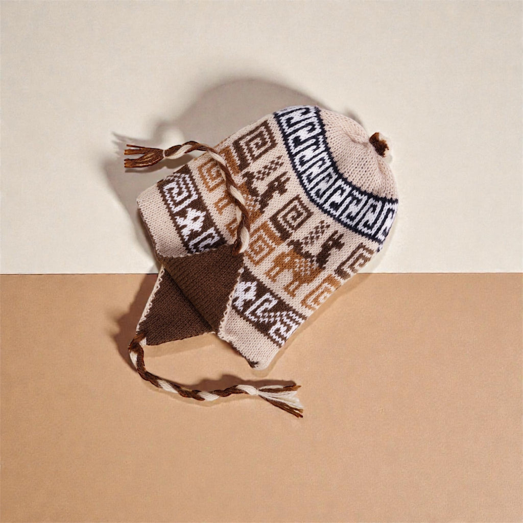 Ethnic Brown Alpaca Beanie