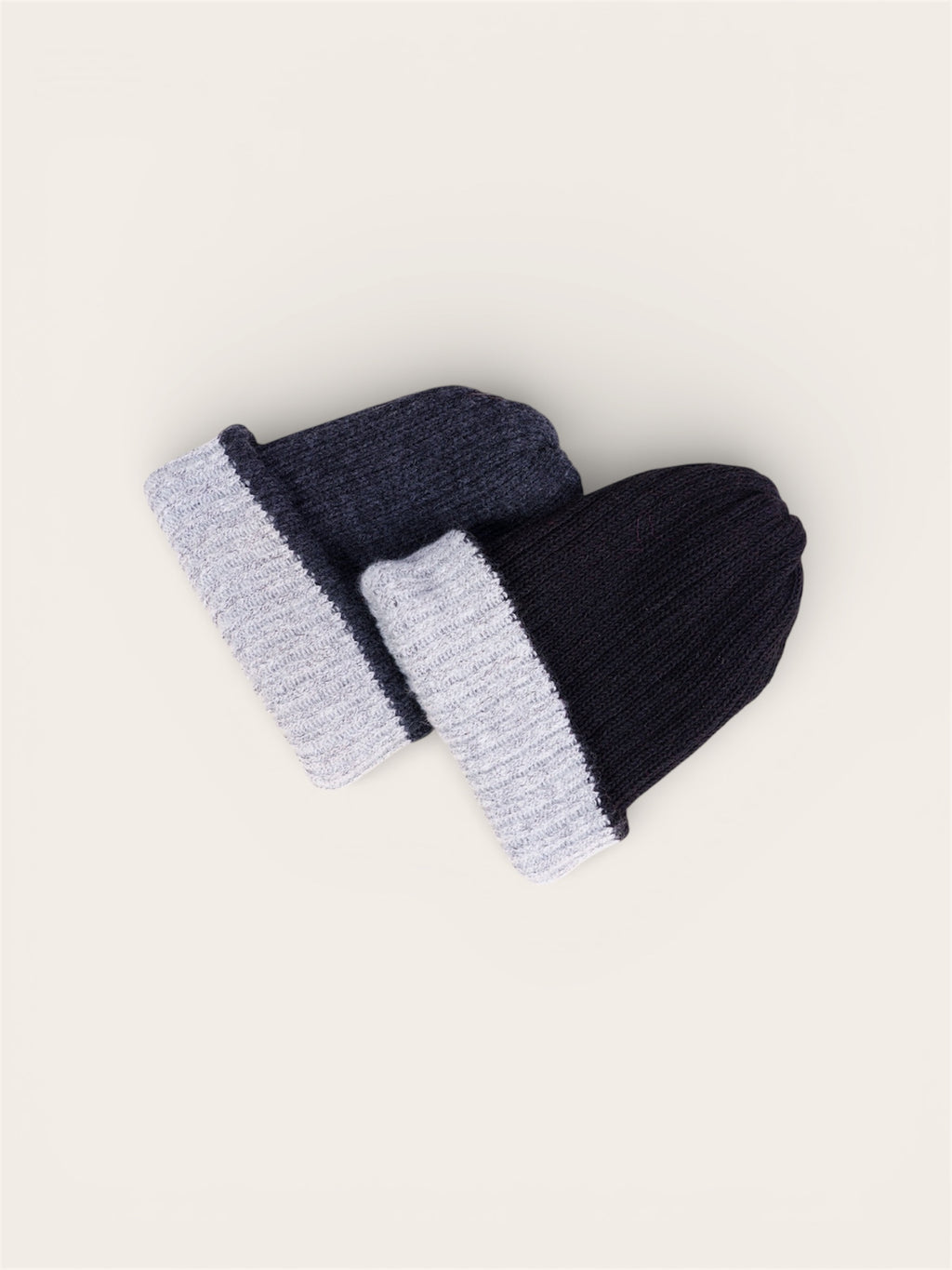 Black and Navy Alpaca Beanie