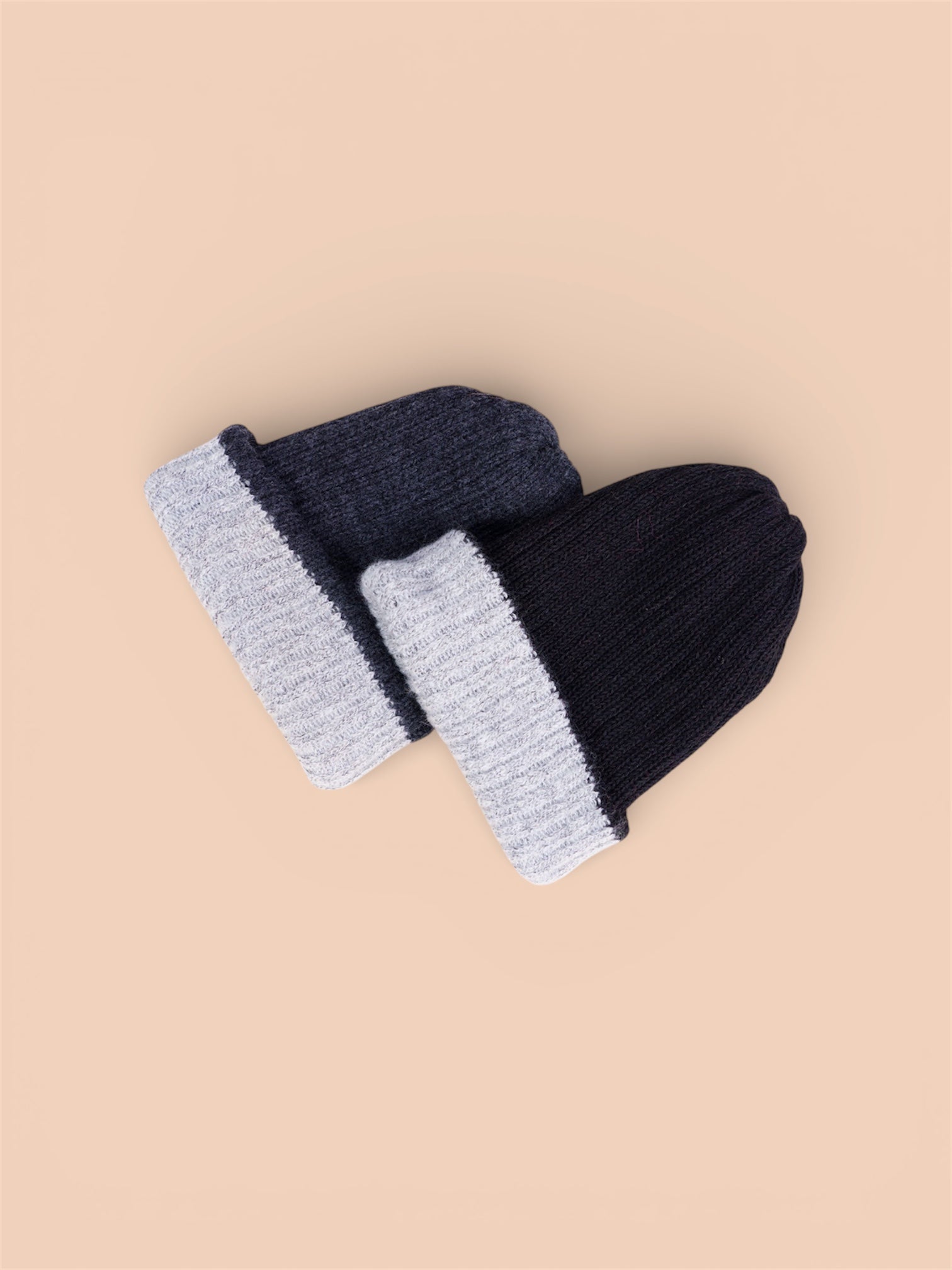 Black and Navy Alpaca Beanie