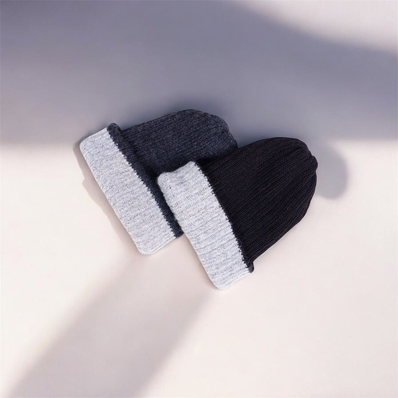 Black and Navy Alpaca Beanie