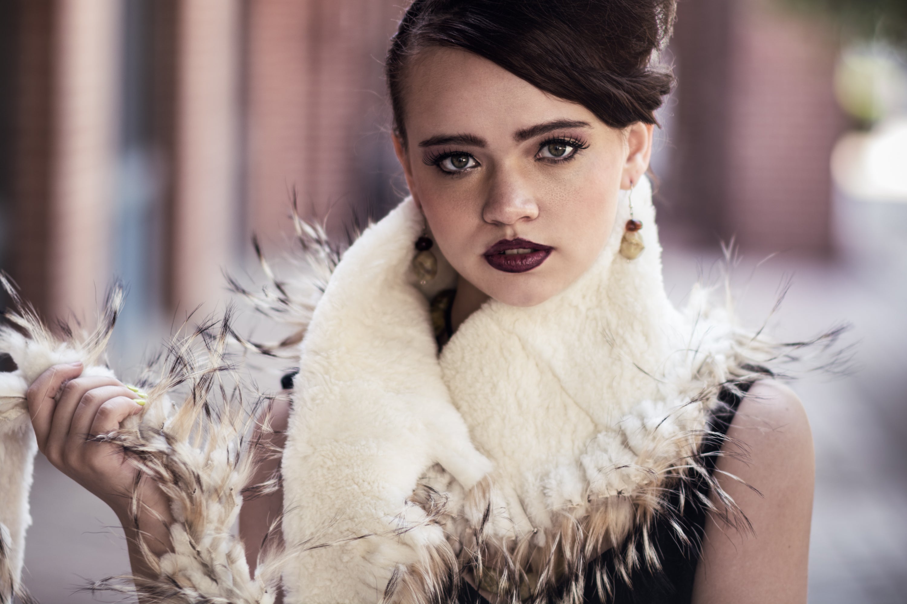 Fur Scarf Feather Detail