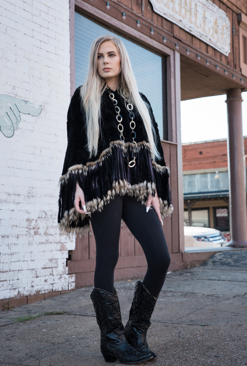 Fur Mid Lenght Poncho