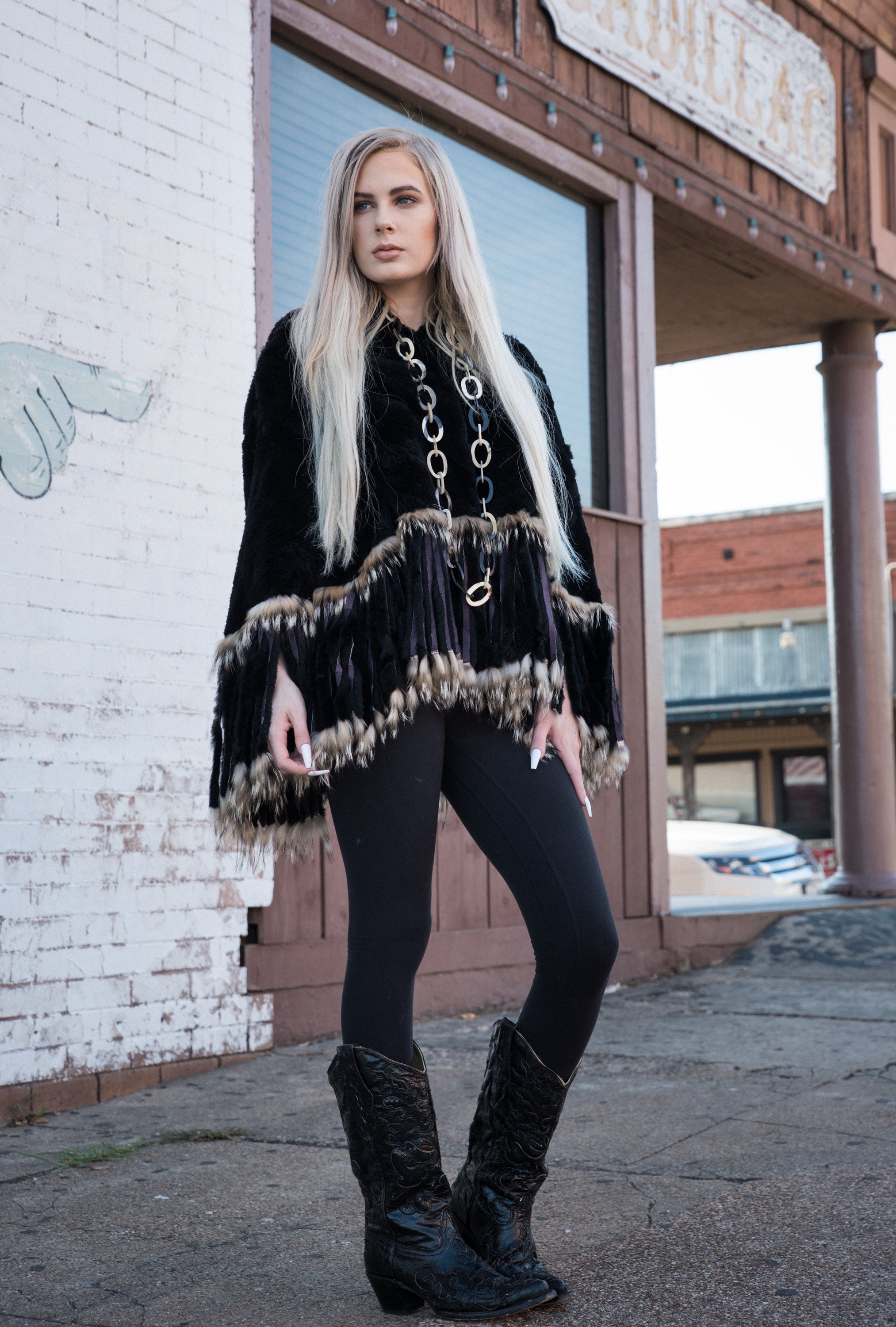 Fur Mid Lenght Poncho