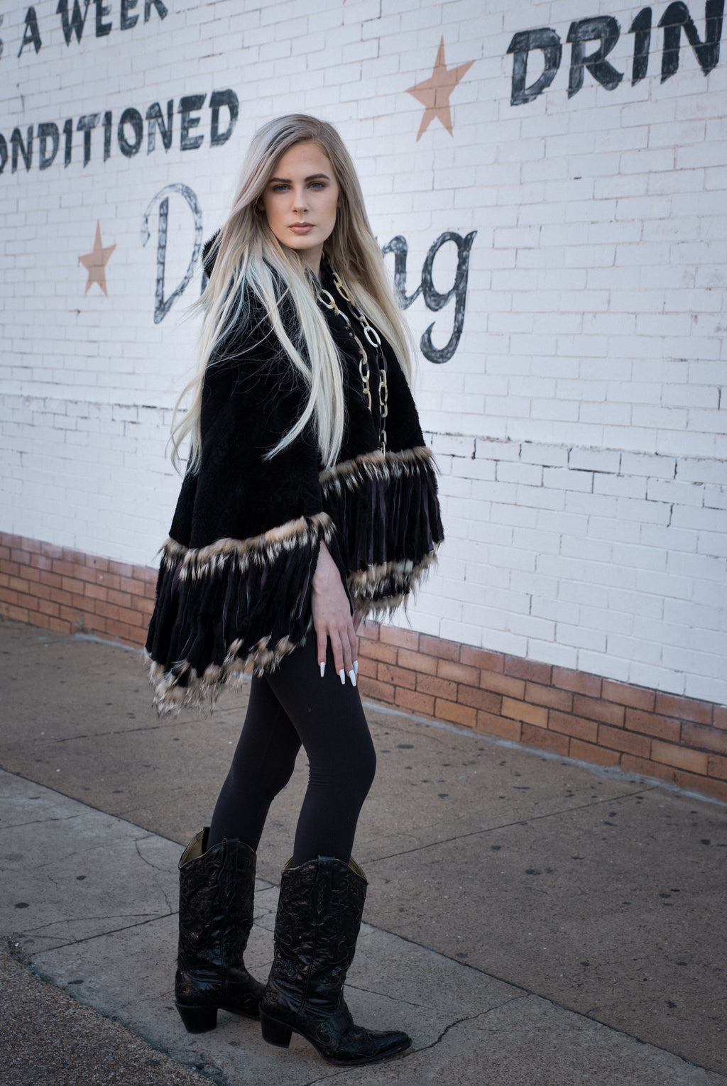 Fur Mid Lenght Poncho